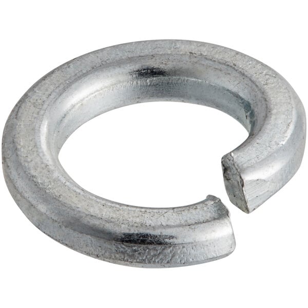 An open metal ring with a hole in it.