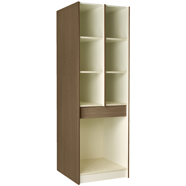 A brown I.D. Systems instrument storage cabinet with shelves and doors.