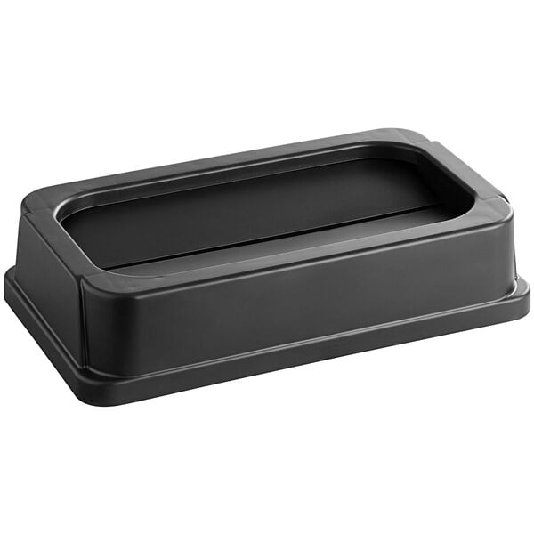 Lavex 16 Gallon Black Slim Rectangular Trash Can with Drop Shot Lid