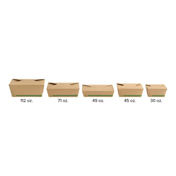 EcoChoice 4 3/8" x 3 1/2" x 2 1/2" Kraft PLA-Lined Compostable #1 Take-Out Container - 50/Pack
