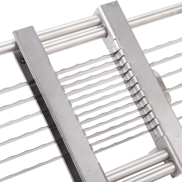 A close up of a metal Edlund 1/4" blade assembly with wash guard.