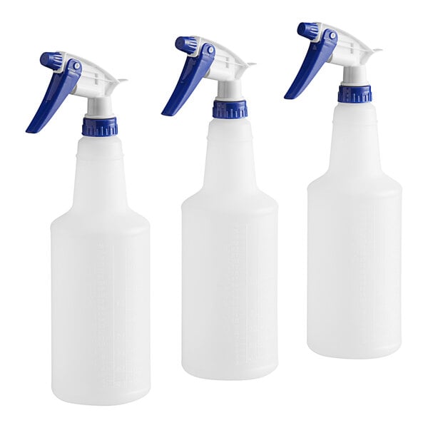 Lavex 32 oz. Blue Plastic Bottle / Sprayer - 3/Pack