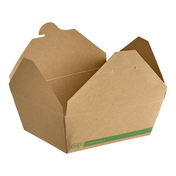 EcoChoice 6" x 4 3/4" x 2 1/2" Kraft PLA-Lined Compostable #8 Take-Out Container - 50/Pack