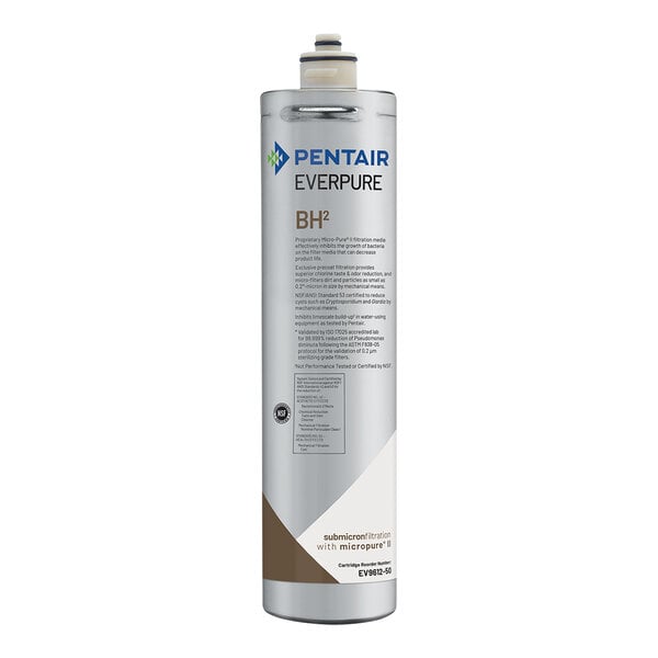 An Everpure BH2 water filter cartridge with a brown cap.