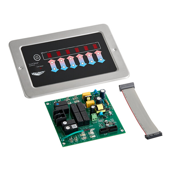 A grey cable with a black plastic holder connected to a Vollrath digital control panel overlay.