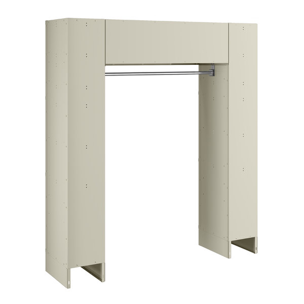 A beige rectangular locker with a metal rod.