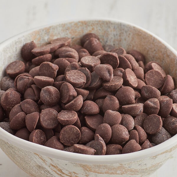 A bowl of Enjoy Life Dark Vegan Chocolate Chips.