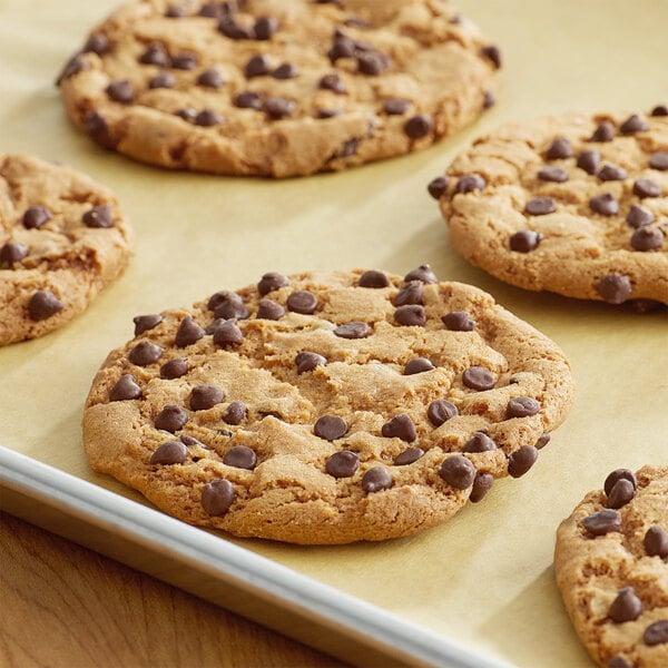 a tray of chocolate chip cookies