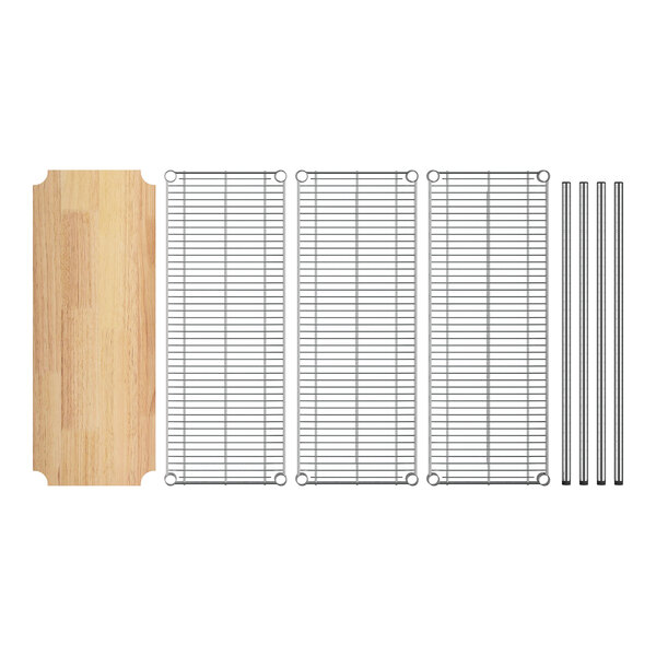 A Regency chrome metal rack with wooden shelves.