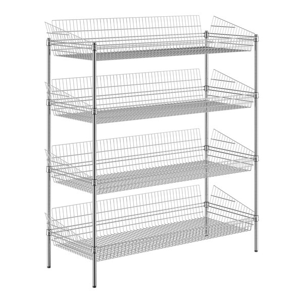 A Regency metal wire rack with shelves.