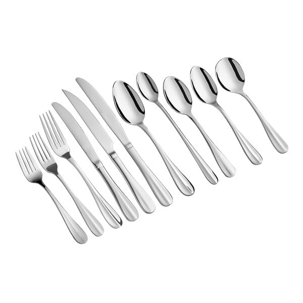 A group of Acopa Brigitte stainless steel iced tea spoons.