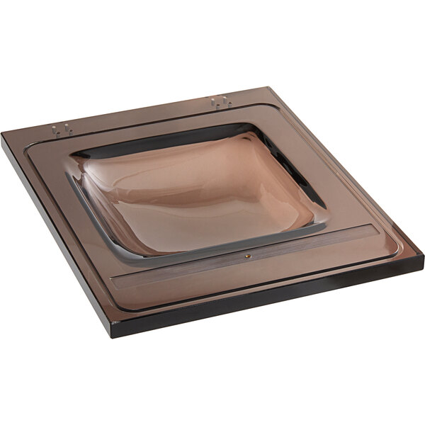 A square glass bowl with a square lid.