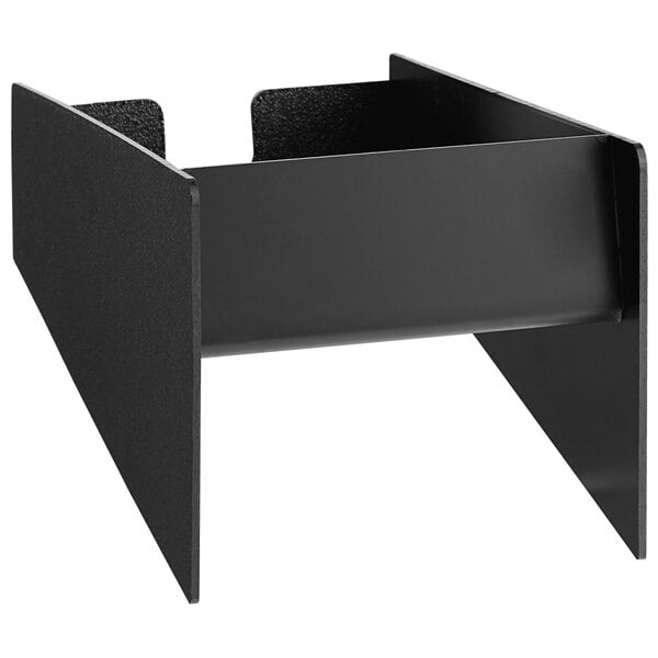 A black metal ServSense countertop coffee sleeve organizer with a black handle.