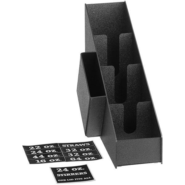 ServSense™ Black 10-Section Condiment Organizer with Header Decals and  Removable Dividers