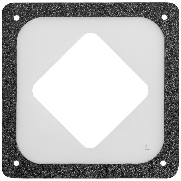 A white square with a black diamond border.