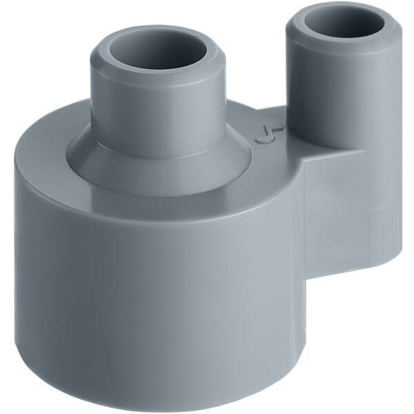 A grey plastic Wunder-Bar syrup separator nozzle with two holes.