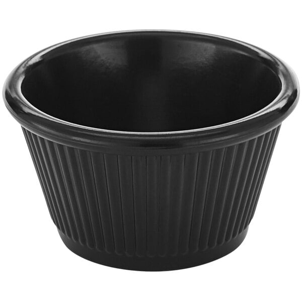 An American Metalcraft black fluted melamine ramekin.