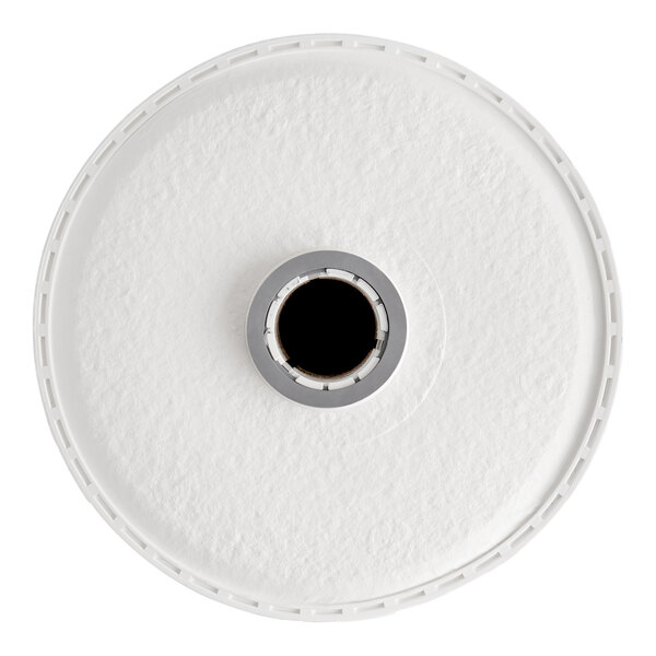A round, white 12-inch filter cartridge with a central opening and nitrile components.