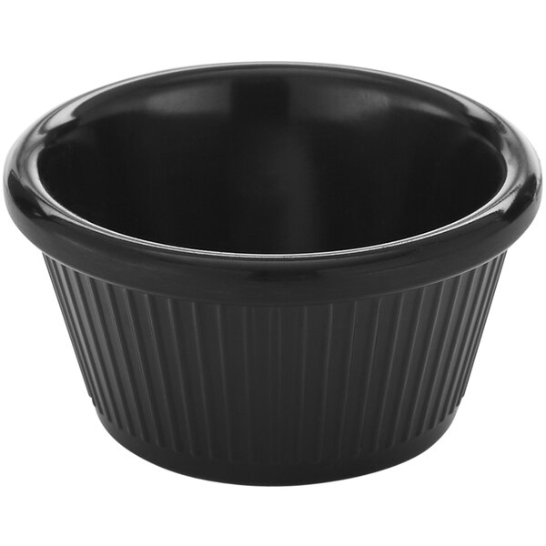 An American Metalcraft black fluted melamine ramekin.