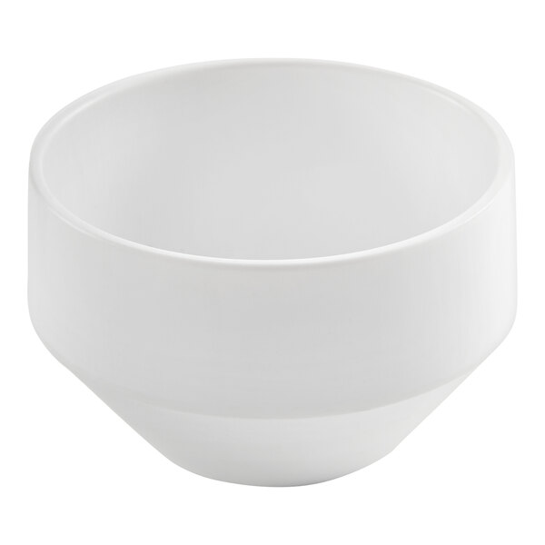 A small, white, round bowl with a matte finish and smooth surface.