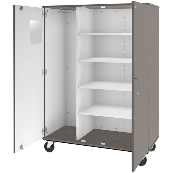 a large white and gray cabinet