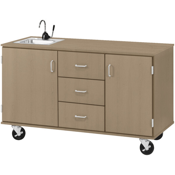 a sink and drawers on wheels