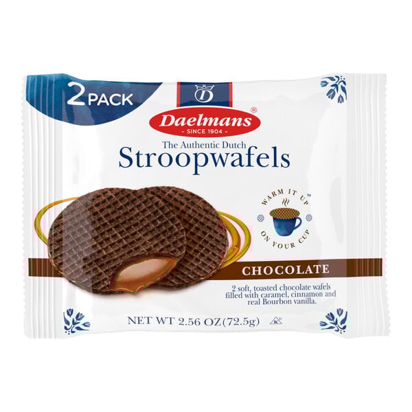 Daelmans 2-Pack Chocolate Stroopwafels - 48/Case