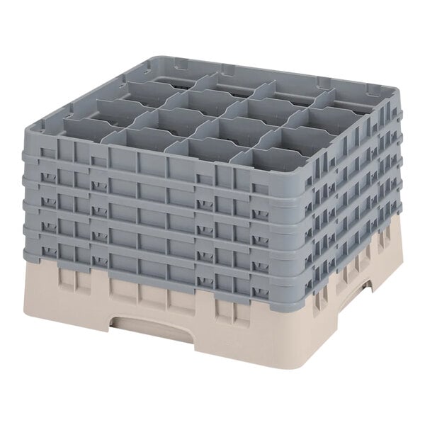 A beige plastic rack with 25 compartments and 5 extenders.