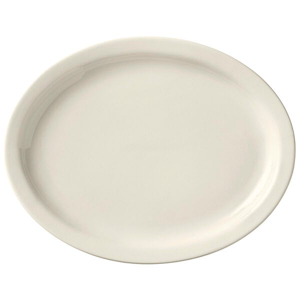 A white oval Libbey porcelain platter with a narrow rim.