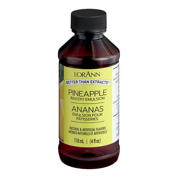 A 4 fl. oz. bottle of LorAnn Oils Pineapple Bakery Emulsion.