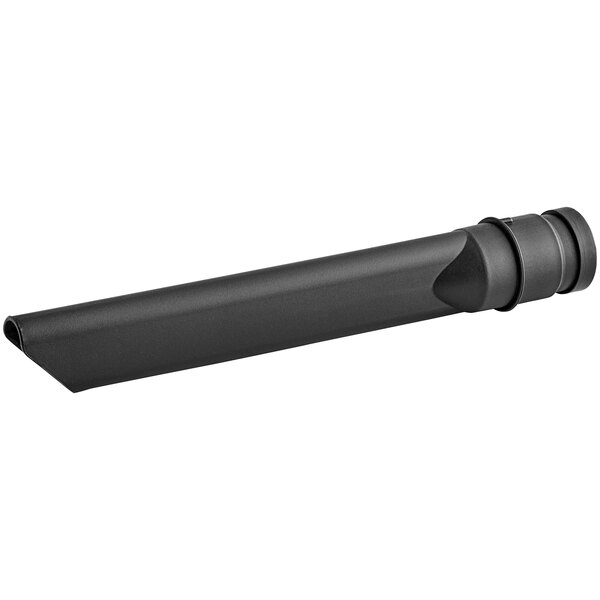 a black cylindrical object with a white background