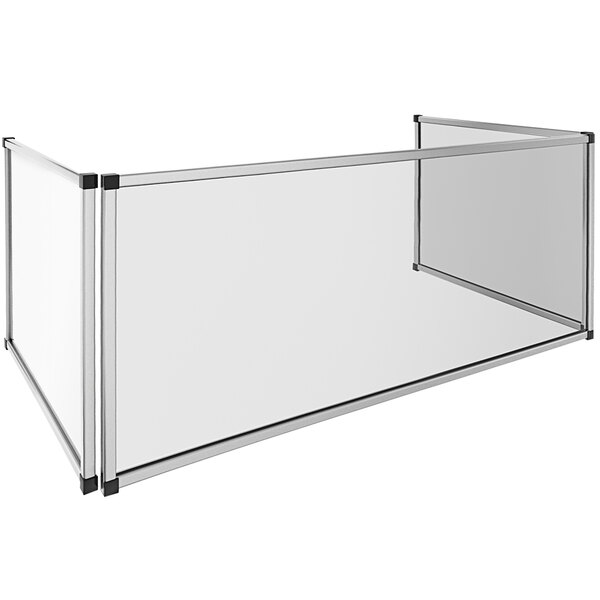 a clear glass divider with black corners