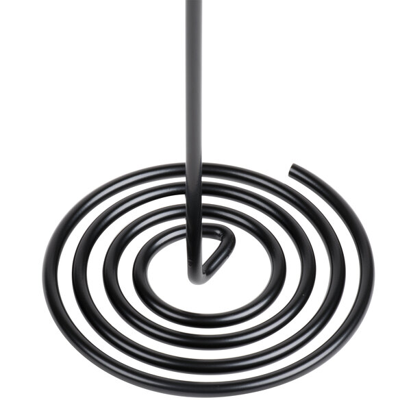 An American Metalcraft black swirl base card holder with a metal handle.