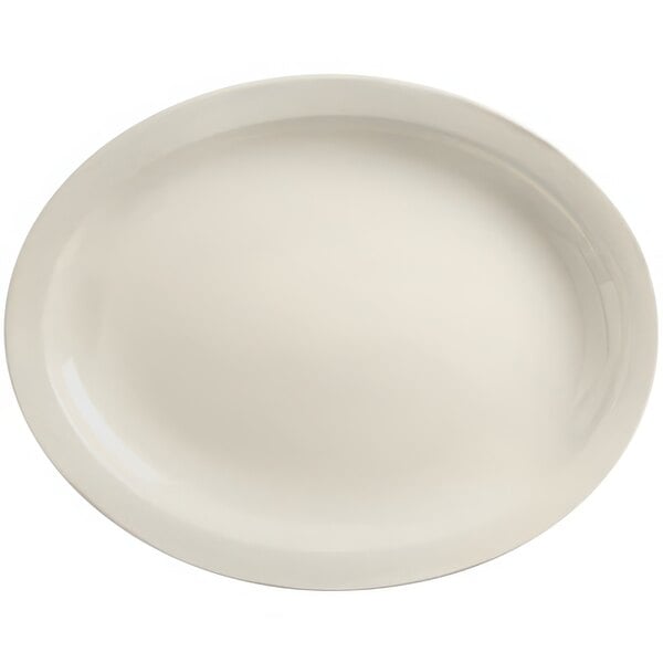 A white oval Libbey porcelain platter with a narrow rim.