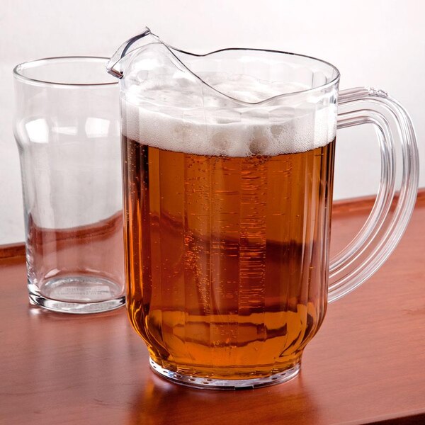 60 oz 6 Pack Clear Round Restaurant Bar Glass Beer Pitchers with Handle 