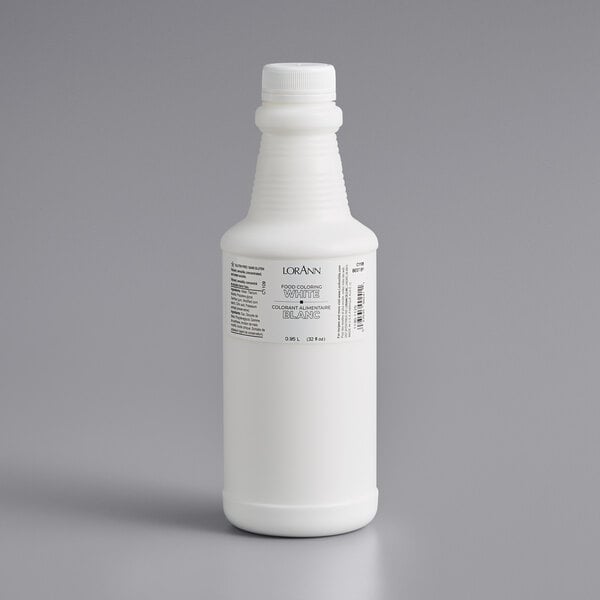 A white bottle of LorAnn Oils White Liquid Gel Food Coloring with a white label and black text.