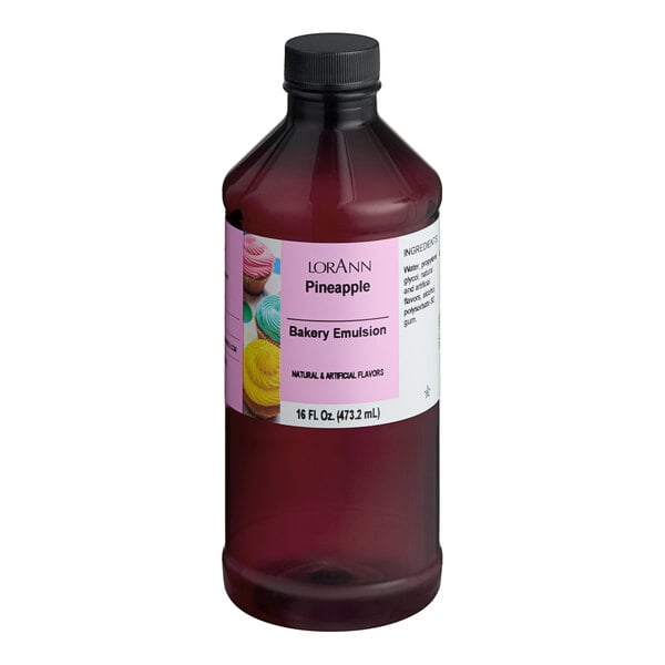 A 16 fl. oz. bottle of LorAnn Oils Pineapple Bakery Emulsion.