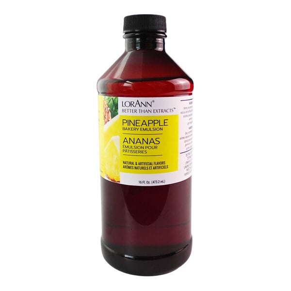 A 16 fl. oz. bottle of LorAnn Oils Pineapple Bakery Emulsion.