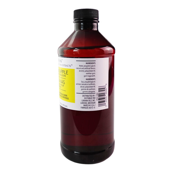 A 16 fl. oz. bottle of LorAnn Oils Pineapple Bakery Emulsion.