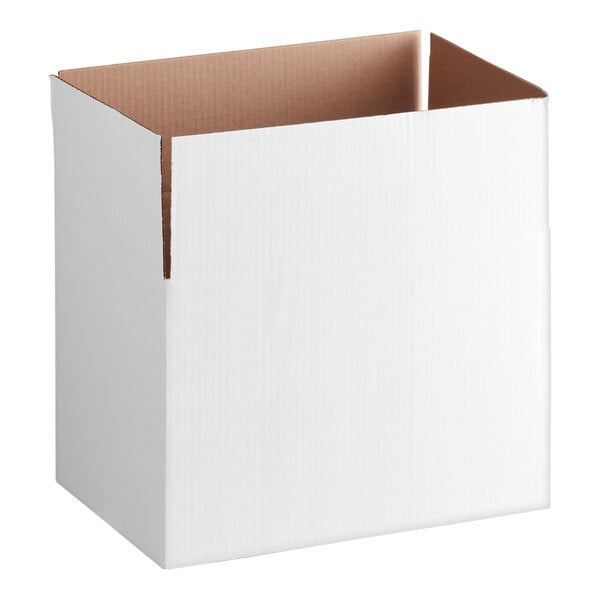 A white rectangular Lavex shipping box with a brown lid.