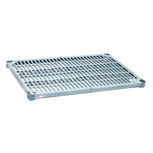 A MetroMax metal shelf with a white plastic grid.
