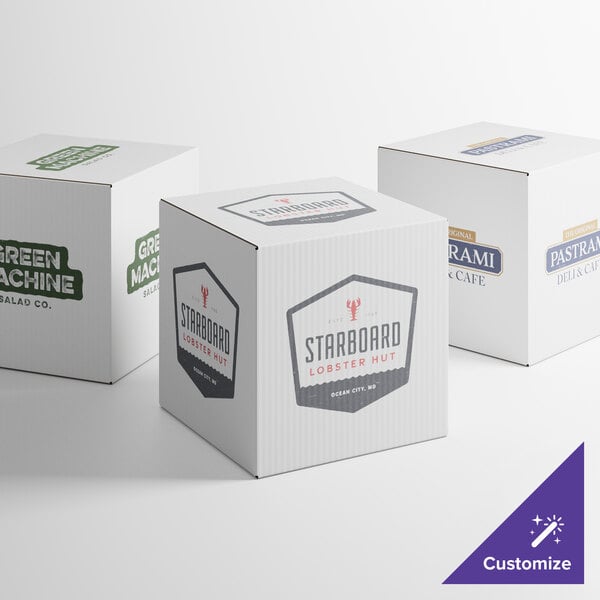 A white Lavex shipping box with a logo on it.