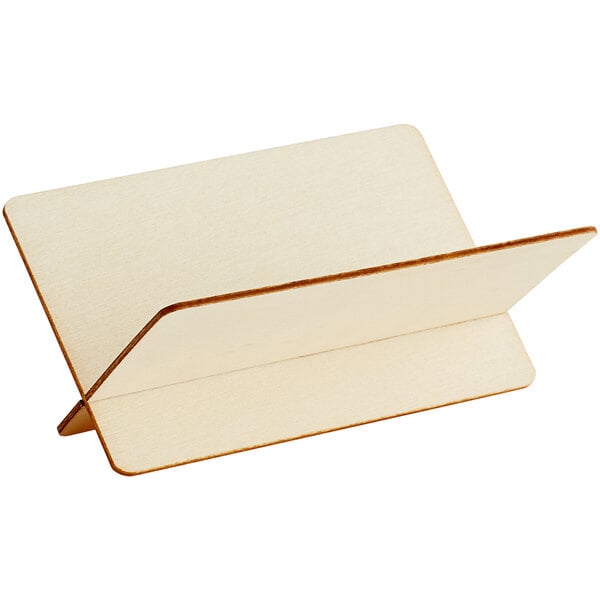 A wooden Tablecraft taco holder with a cut out edge.