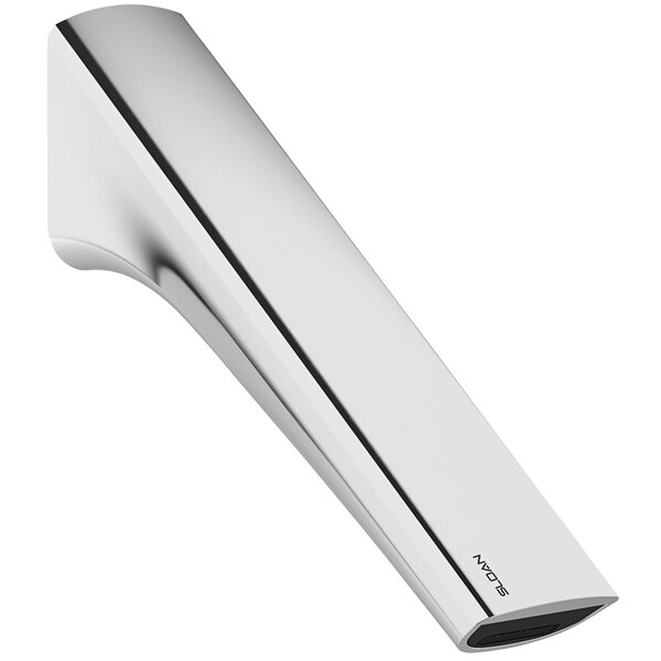 A Sloan polished chrome double sensor faucet with a white background.