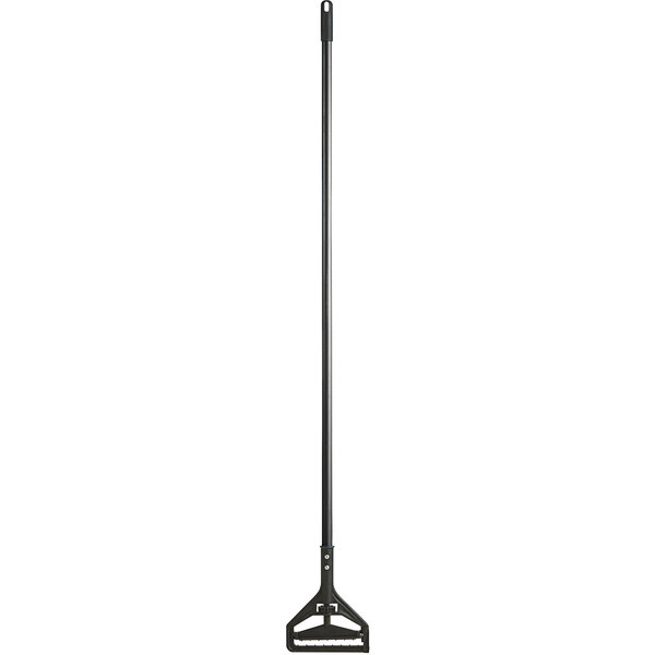 A close-up of a black Lavex mop handle with quick release.