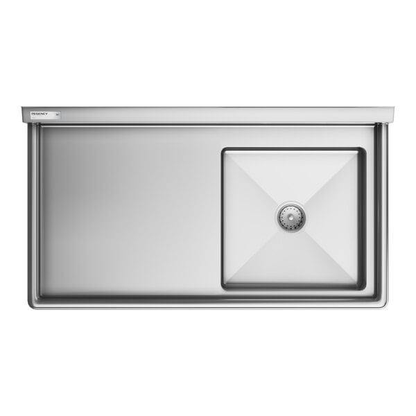 A Regency stainless steel dishtable with a right drain.