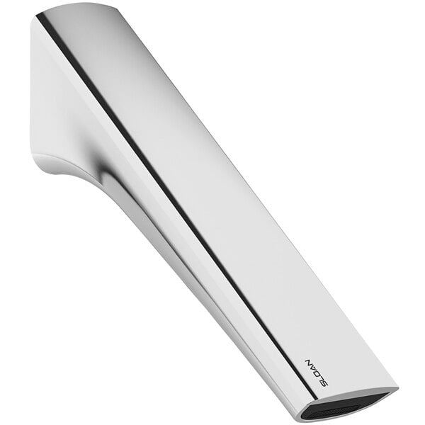 A silver Sloan BASYS wall-mounted double sensor faucet with a white background.