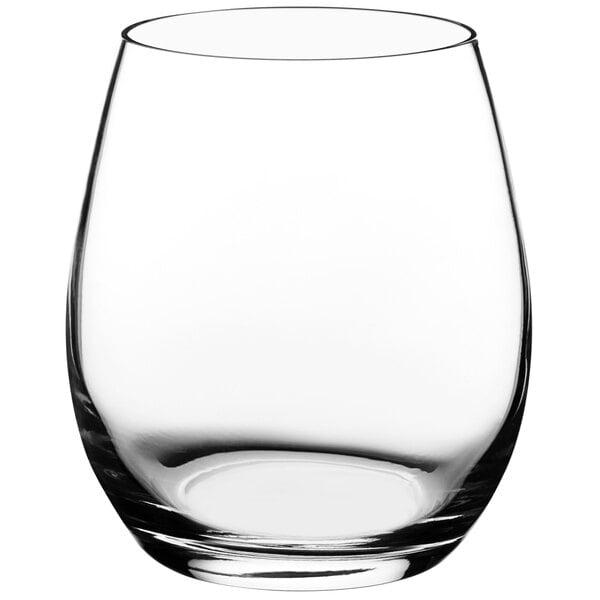 A Luigi Bormioli Palace clear glass with a silver rim.