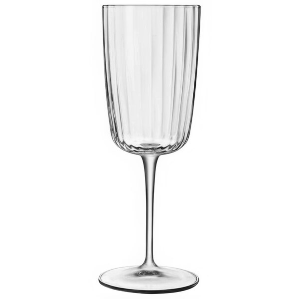 A Luigi Bormioli clear cocktail glass with a long stem.