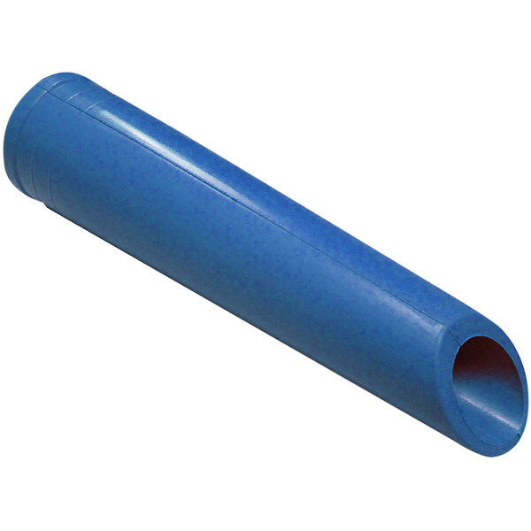 A blue rubber nozzle for vacuum cleaners with a white cap and a hole.